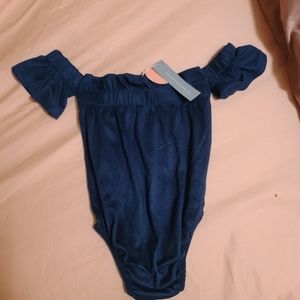 Blue off the shoulder onesie